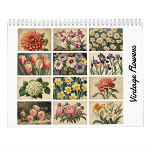 Calendário Natureza das Flores de Vintagem Elegant