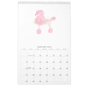 Calendário Negócio Personalizado de Cachorro Rosa