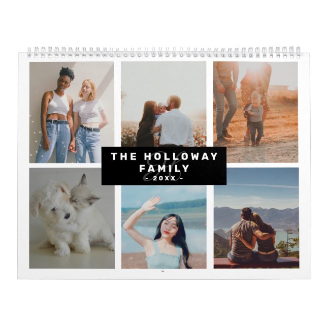 Calendário Nome do monograma da família moderna Black18 fotos (Capa)