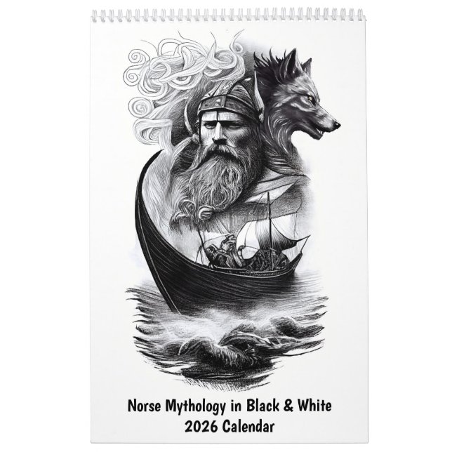 Calendário Norse Mythology in Black & White – 2026 (Capa)