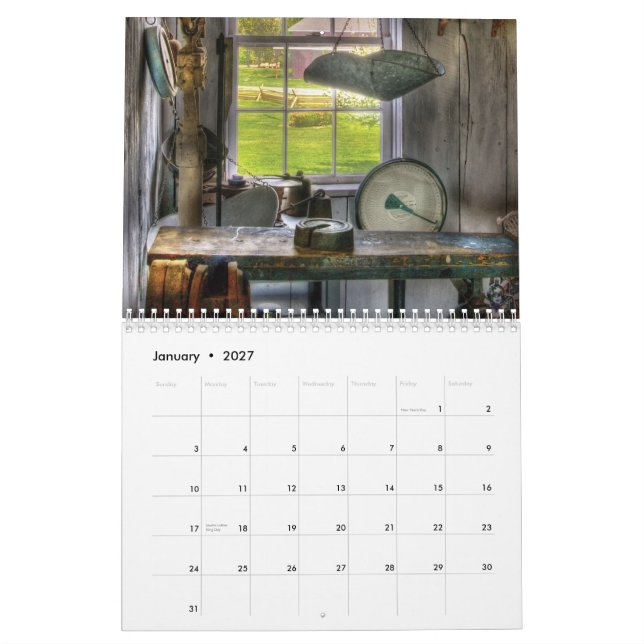 Calendário Nostalgia eu - Antiguidades (Jan 2027)
