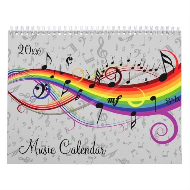 Calendário Notas de música e na moda (Capa)