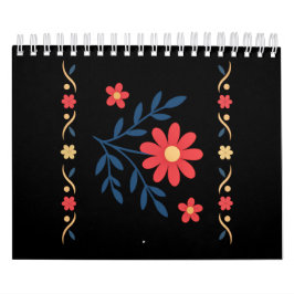 Calendário Notebook com padrão floral