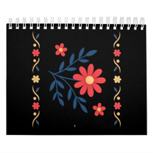 Calendário Notebook com padrão floral