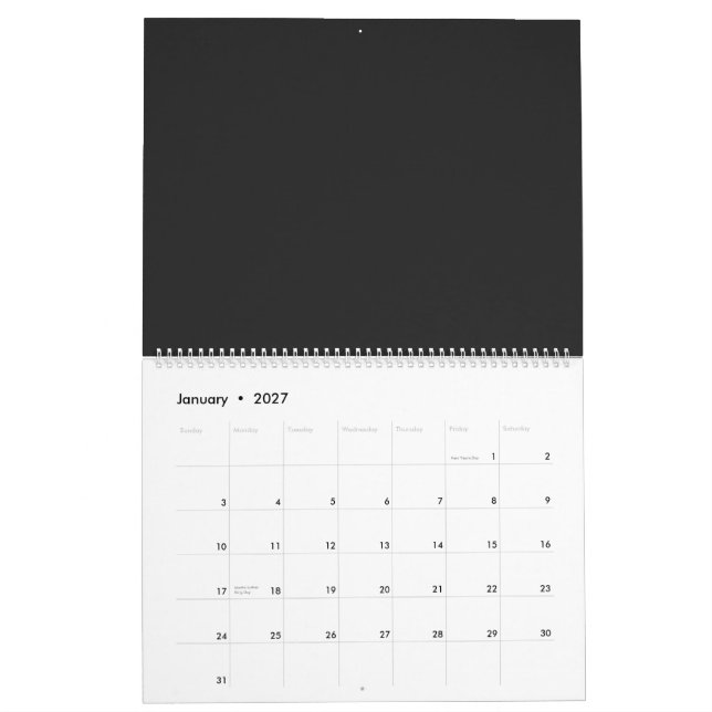 Calendário Nova foto personalizada a preto e branco de um clo (Jan 2027)
