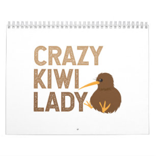 Calendário Nova Zelândia Crazy Kiwi Lady Funny Idea