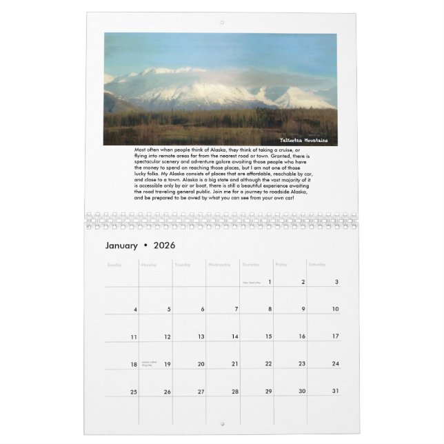 Calendário O Alaska de Vudsie (Jan 2026)