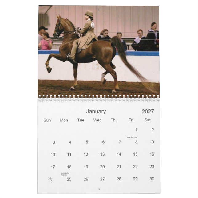 Calendário O americano bonito Saddlebred (Jan 2027)