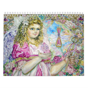 Calendário O anjo do pulso de disparo de quartzo cor-de-rosa