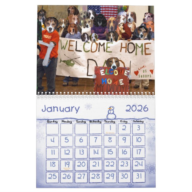 Calendário O conto de um cão da espião, ano de DogsThe da (Jan 2026)