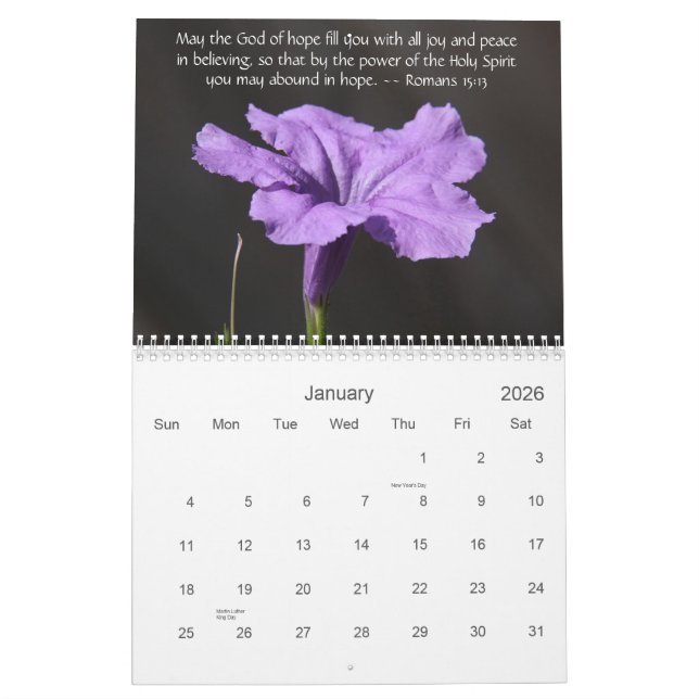 Calendário O jardim da fé, 2014 Calendar, com citações da (Jan 2026)