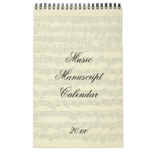 Calendário O Manuscrito De Música Excreve O Ano Atual