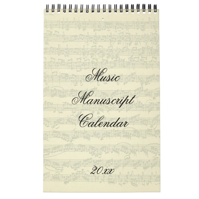 Calendário O Manuscrito De Música Excreve O Ano Atual (Capa)
