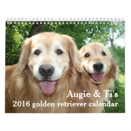 Calendário O Ouro de Augie e Ti de 2016 - Cão do Retriever