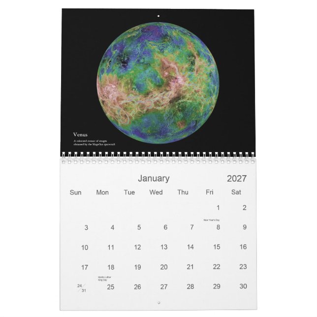Calendário O sistema solar (Jan 2027)