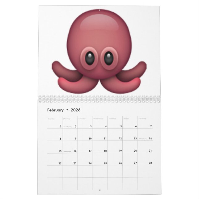 Calendário Octopus - Emoji (Fev 2026)