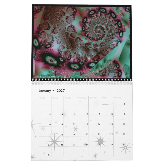 Calendário Olho-Doces do Fractal de Rainbowjellyfish - (Jan 2027)