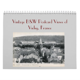 Calendário Opiniões do cartão do vintage B&W de Vichy Franc
