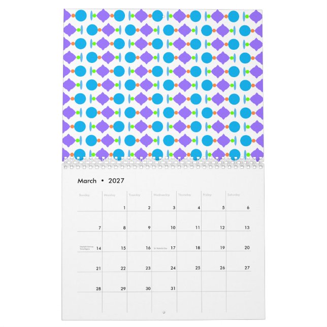 Calendário Ornamento do primavera (Mar 2027)