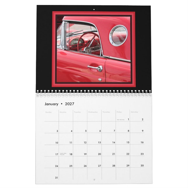 Calendário Os carros clássicos do pai (Jan 2027)