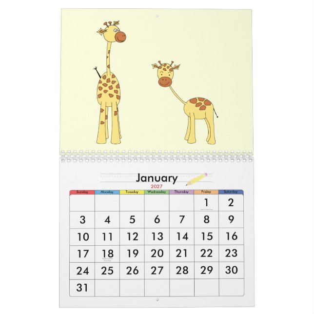 Calendário Os girafas Calendar 2013. Desenhos animados (Jan 2027)