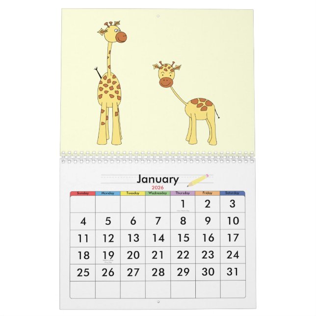 Calendário Os girafas Calendar 2013. Desenhos animados (Jan 2026)