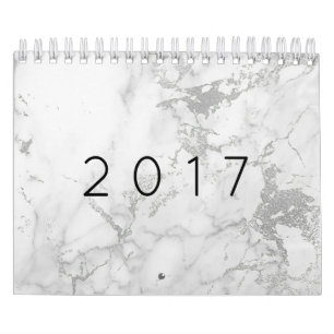 Calendário Ouro de prata cinzento branco de mármore do