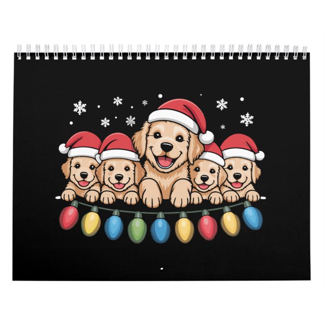Calendário Ouro Engraçado Retriever Natal Cachorro (Capa)