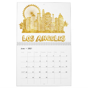 Calendário Ouro Los Angeles Cityscape
