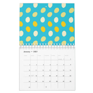 Calendário Ovos Coloridos Azul Branco Amarelo Pontos Ninhos d
