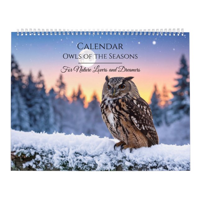 Calendário Owl Calendar – Majestic Owls & Seasonal Wildlife,  (Capa)