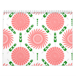 Calendário padrão com flores rosa