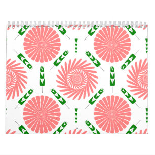 Calendário padrão com flores rosa