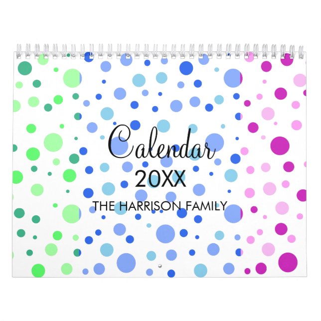 Calendário Padrão de Bolinhas Mínimo Moderno Colorido (Capa)