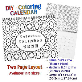 Calendário Padrão de Colorir DIY Arte de Contorno Personaliza