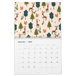 Calendário Padrão De Desenho Da Mão Botânica Ilustrado