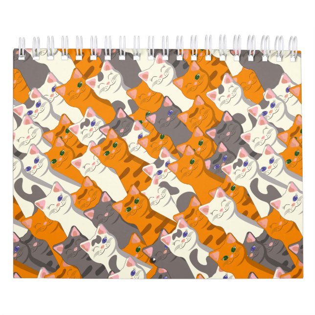 Calendário Padrão de diagonal do gato preto branco do Ginger (Capa)