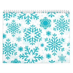 Calendário Padrão de Floco de Neve Azul