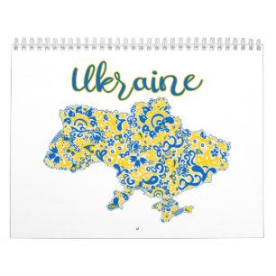 Calendário Padrão folclórico e tipografia na Ucrânia