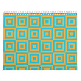 Calendário Padrão Geométrico Quadrado Retro - Laranja Ousado 