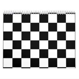 Calendário Padrão Xadrez Preto e Branco