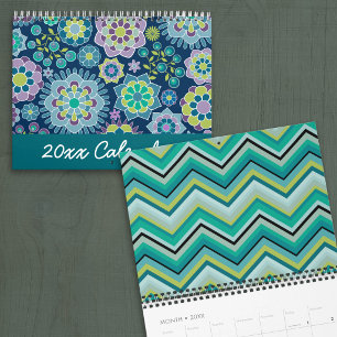 Calendário Padrões Chic e Feminino - Cores Vibrantes e Colori
