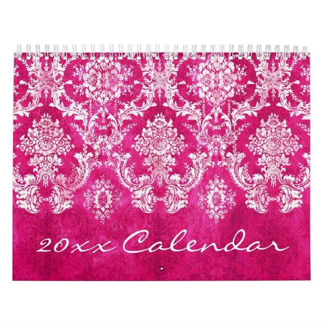Calendário Padrões Chic Girly com damascos e chevrons mais (Capa)