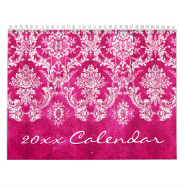 Calendário Padrões Chic Girly com damascos e chevrons mais