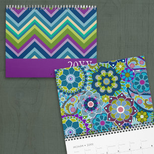 Calendário Padrões Coloridos e Designs Divertidos
