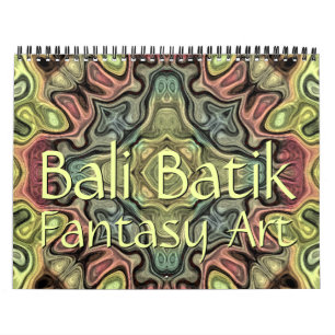 Calendário Padrões de arte de fantasia de batik de Bali elega