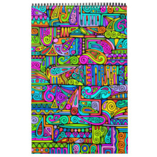 Calendário Padrões De Mão E Digitalmente Pintados Art 5°