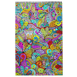 Calendário Padrões De Mão E Digitalmente Pintados Art 6°