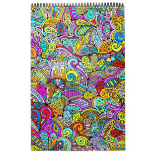 Calendário Padrões De Mão E Digitalmente Pintados Art 6°