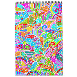 Calendário Padrões De Mão E Digitalmente Pintados Art 7°